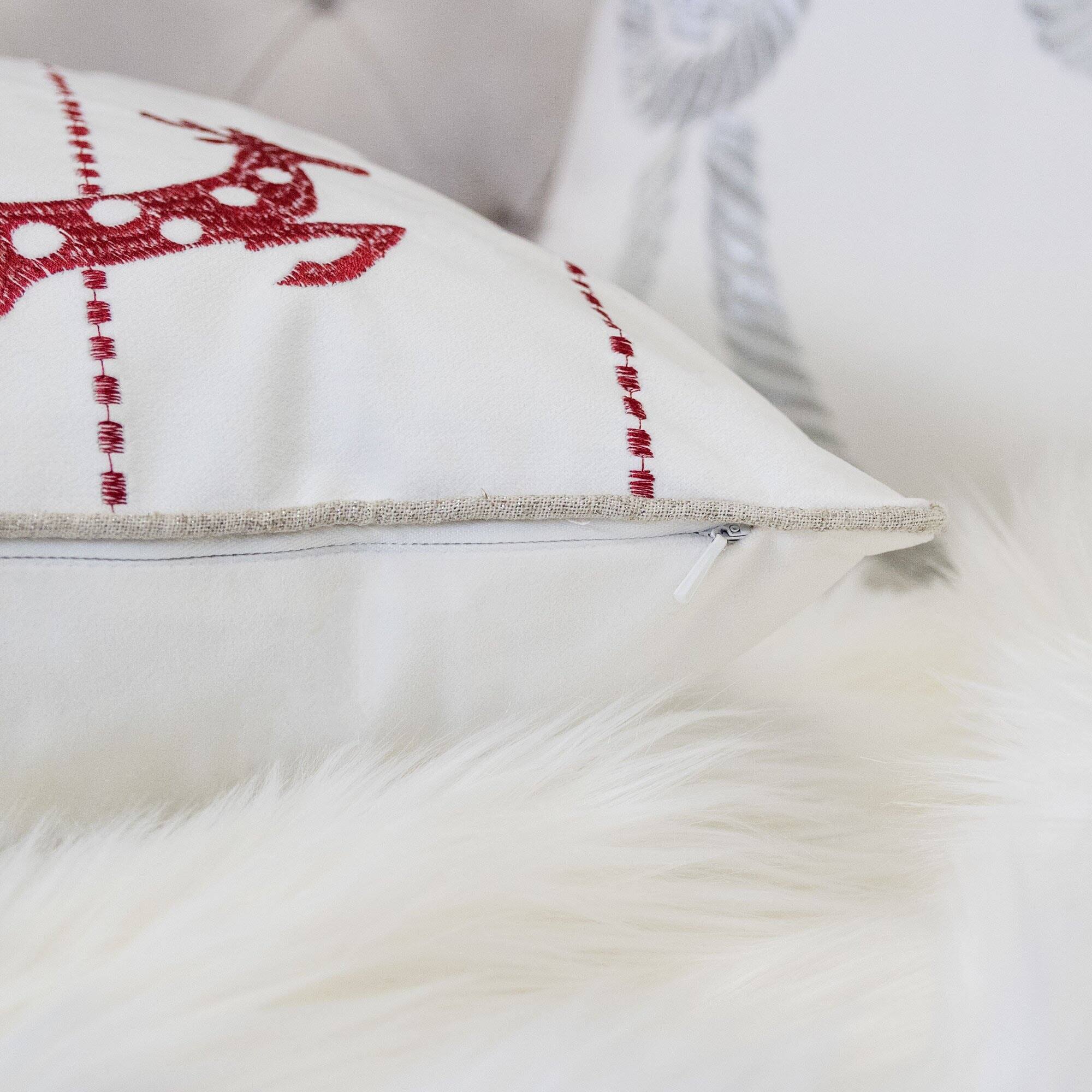 Alt View 1. LuXeo - Christmas Throw Pillow - WHITE.