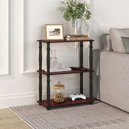 HOMLUX - 3-Tier 29.5" Corner Shelf Open Shelves for Display for Living Room and Office Organization Dark Cherry - Dark Cherry & Black