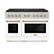 Front. ZLINE - 48 in. Wide 8 Burner Autograph 6.7 cu. ft. Freestanding Paramount Gas DuoPro Range with White Doors & Gold Accents - White Matte.