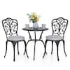 Front. Nuu Garden - 3-Piece Cast Aluminum Outdoor Bistro Set , 24-Inch Round Table and 2 Armless Chairs - Black and Gray.