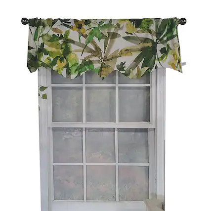 Front. RLF Home - RLF Home Jungla Regal 100% Cotton with Fully Lined 3" Rod Pocket Valnance for Windows 50" x 17" Forest - Forest.