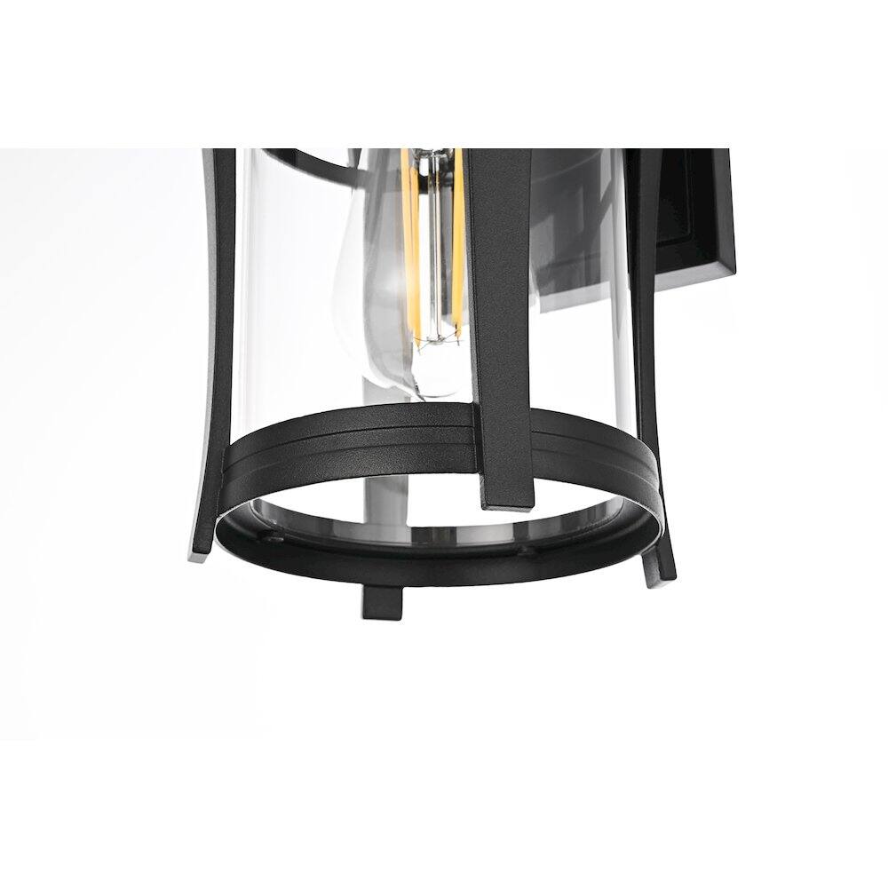 Alt View 1. Elegant Lighting - Artemis 11 inch Outdoor Wall sconce in Black - Black And Clear.