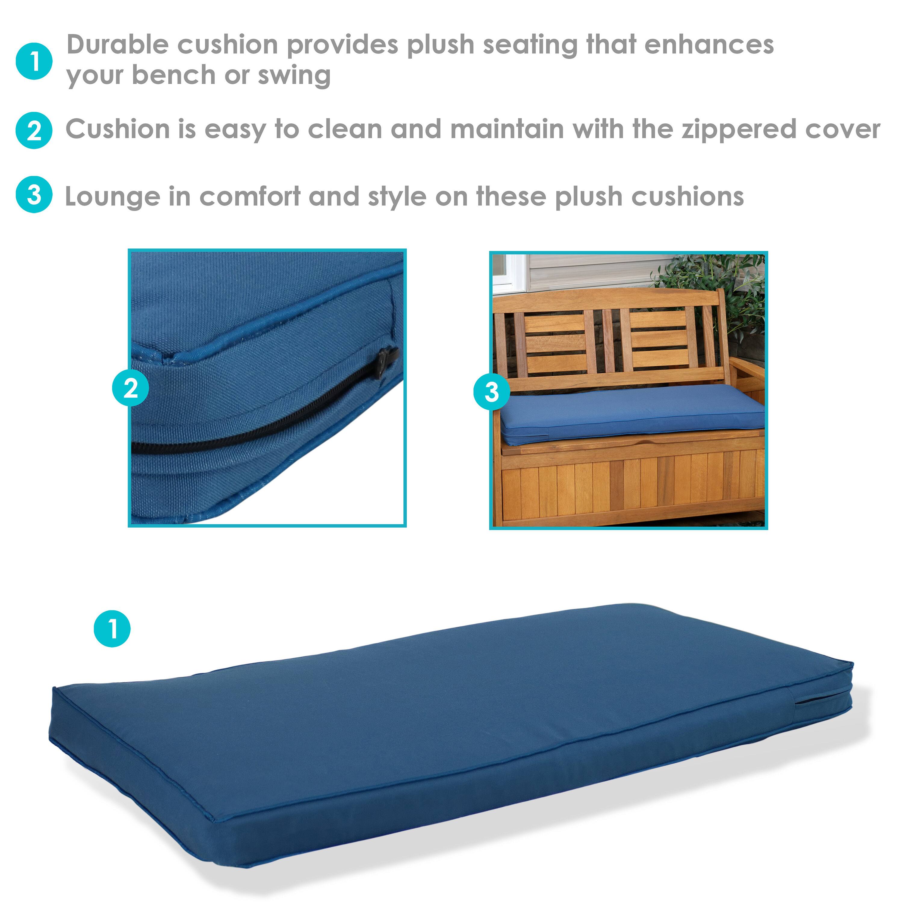 1. Durable cushion provides plush seating that enhances your bench or swing

2. Cushion is easy to clean and maintain with the zippered cover

3. Lounge in comfort and style on these plush cushions