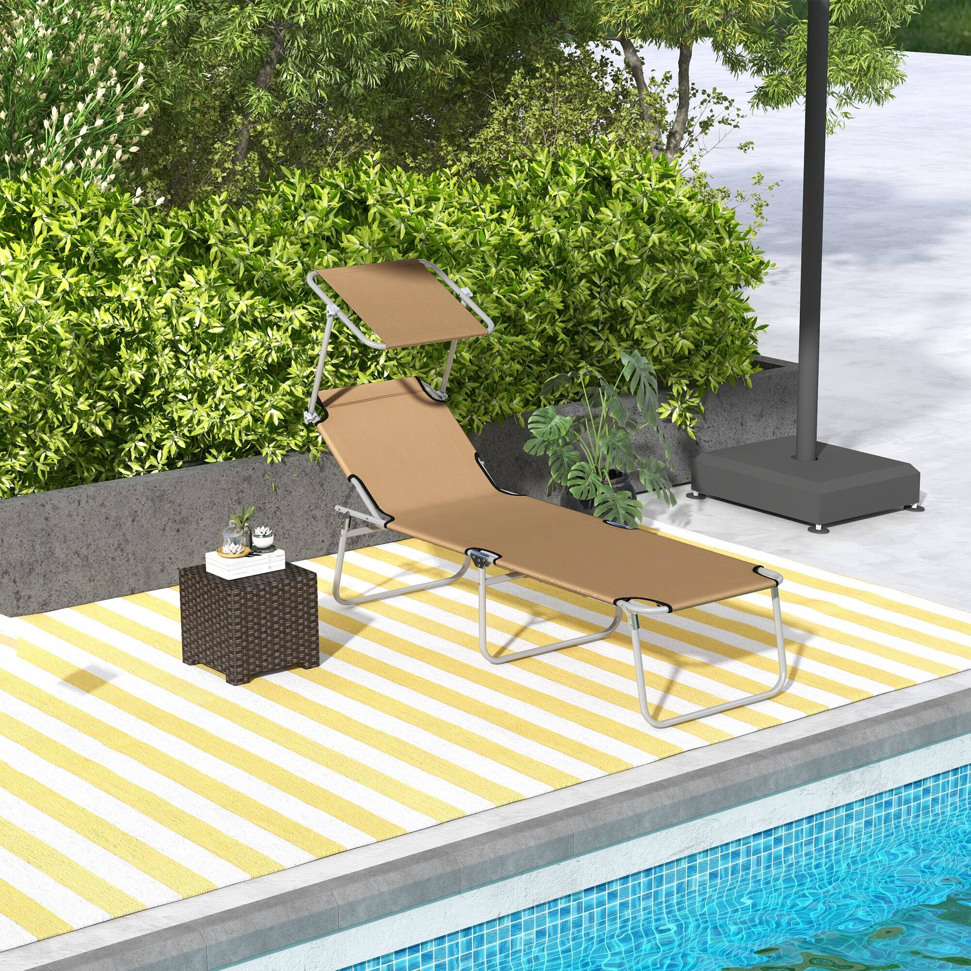 Alt View 1. Outsunny - Pool Chaise Lounge Chair - Tan.