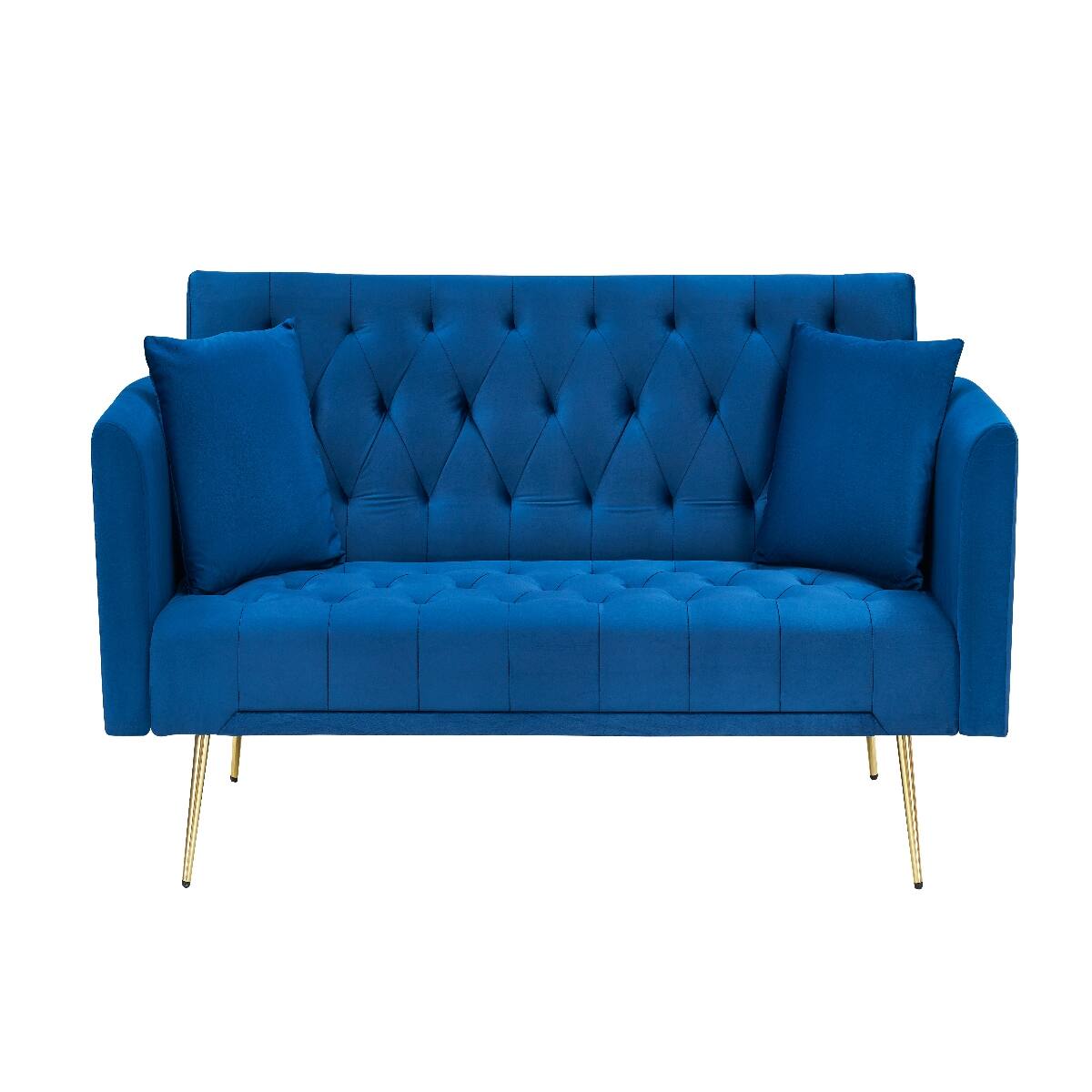 Alt View 1. Ropilly - Ropilly 71 Inch Convertible Loveseat Sofa Blue Velvet Sofa Bed for Small Living Room Bedroom Office - Blue.