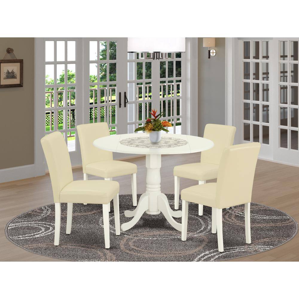 Left. East West Furniture - Dining Room Set Linen White - Brown.