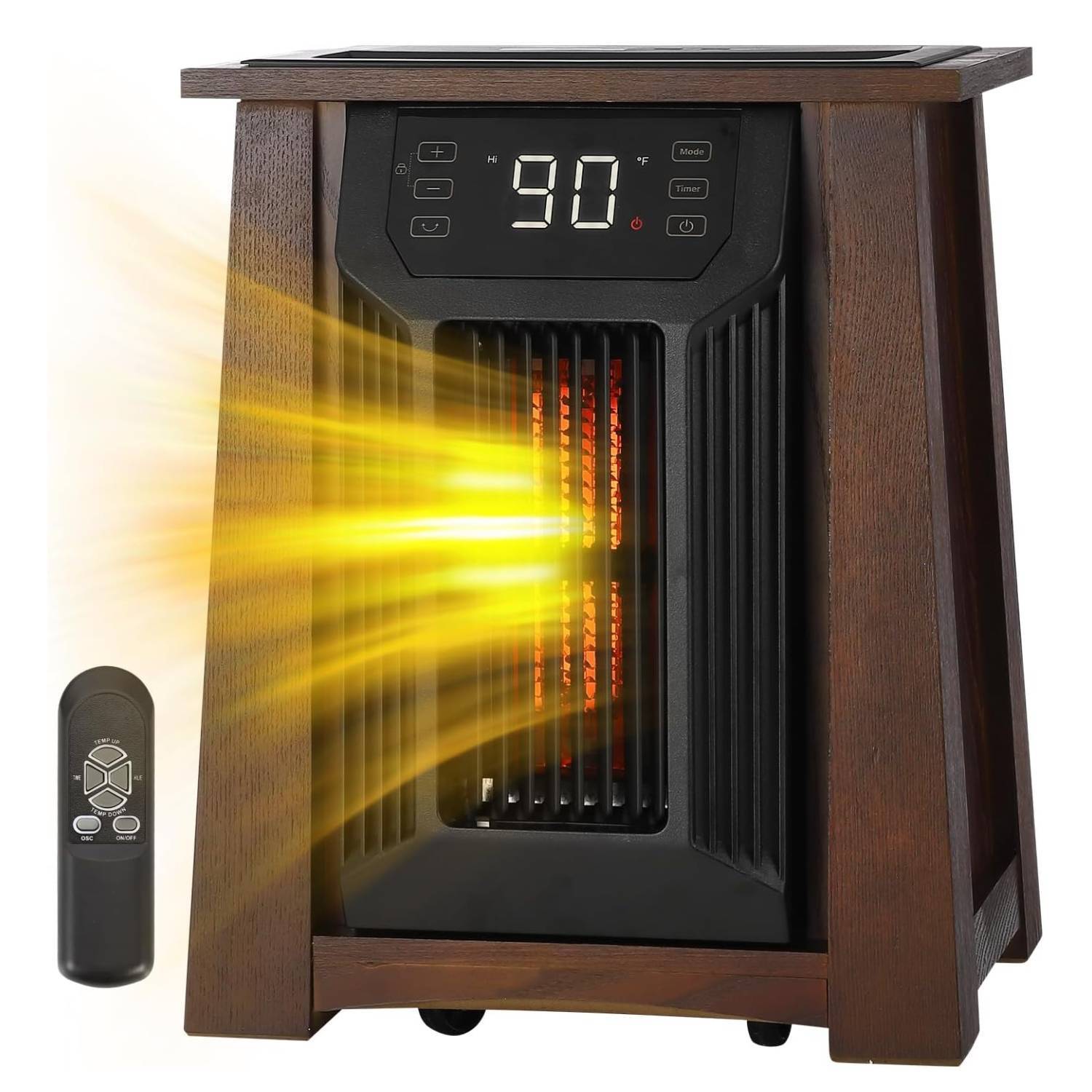 Front. Acekool - 1500W Electric Infrared Space Heater for Indoor Use with 8 Heating Quartz Elements.