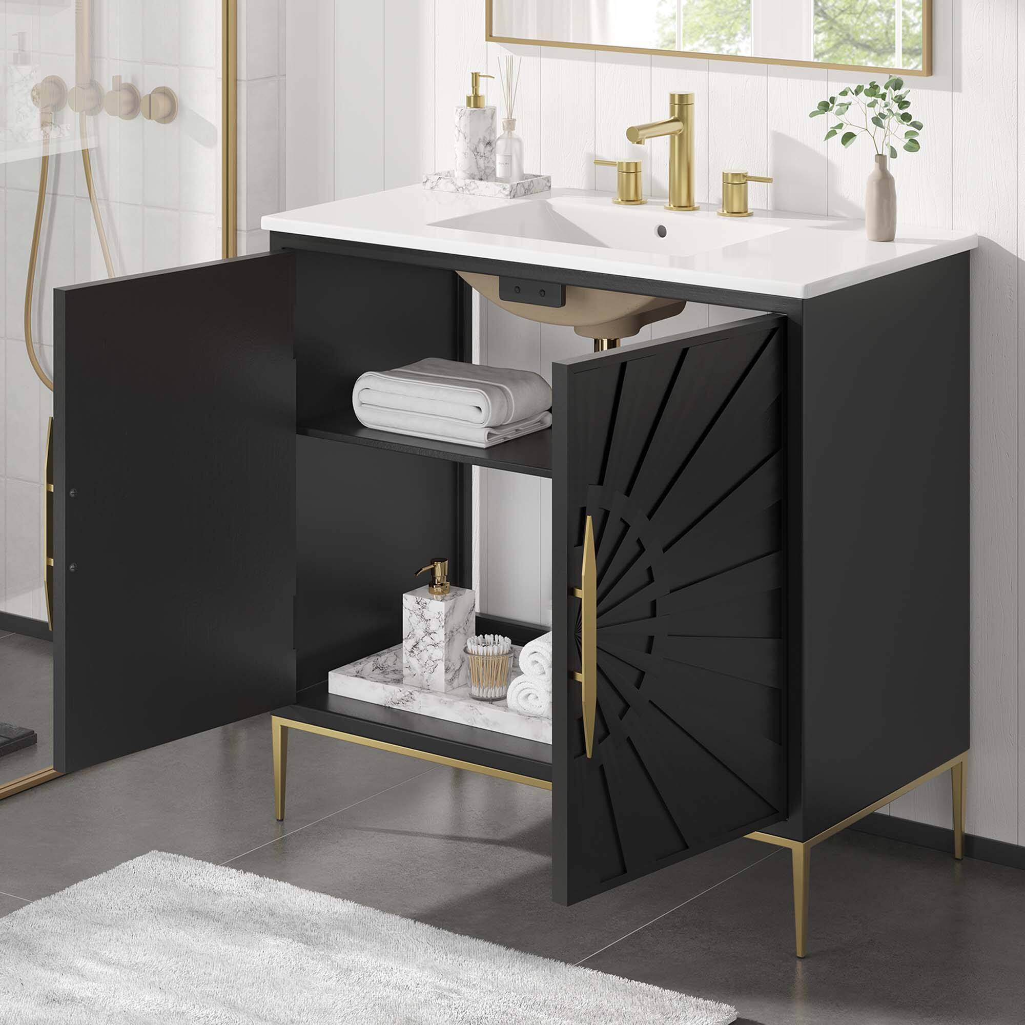Alt View 1. Modway - Awaken Bathroom Vanity Basin Included by Modway - White Black.