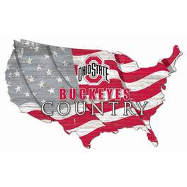 Fan Creations - Ohio State Buckeyes USA Flag Cutout Sign - Multicolor