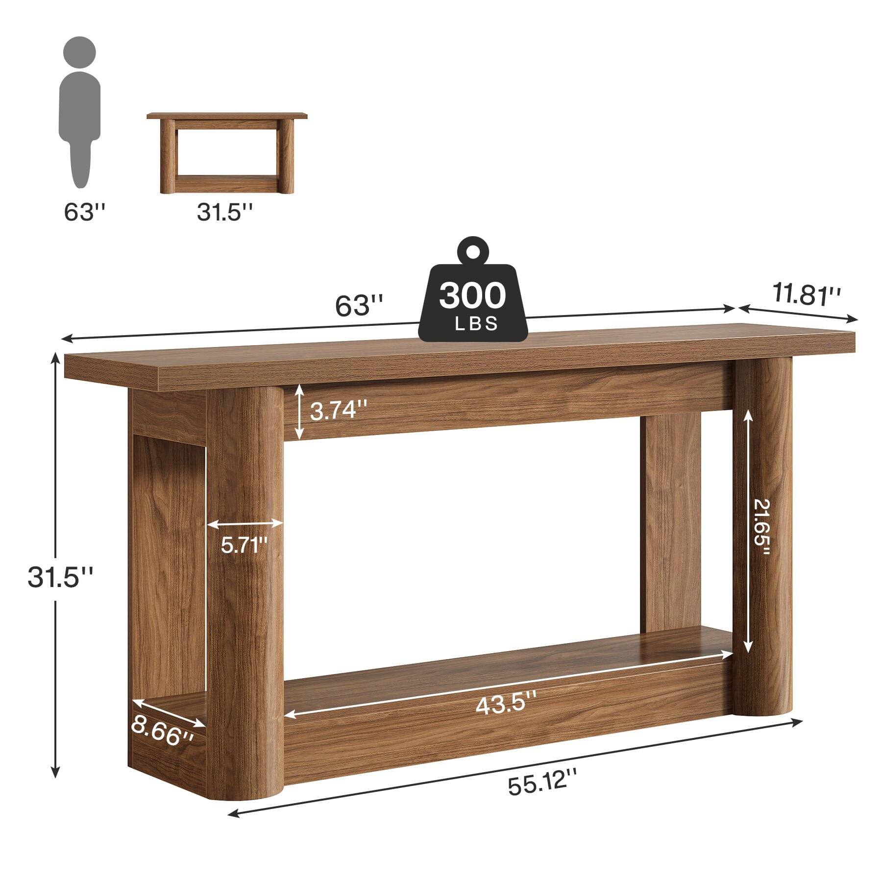 63" 31.5" 63" 300 LBS 11.81" 3.74" 31.5" 5.71" 21.65" 8.66" 43.5" 55.12"