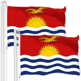 G128 - 2-Pack Kiribati Flag 3x5 ft - 150D Polyester with Brass Grommets - Clear Vivid Bright Colors