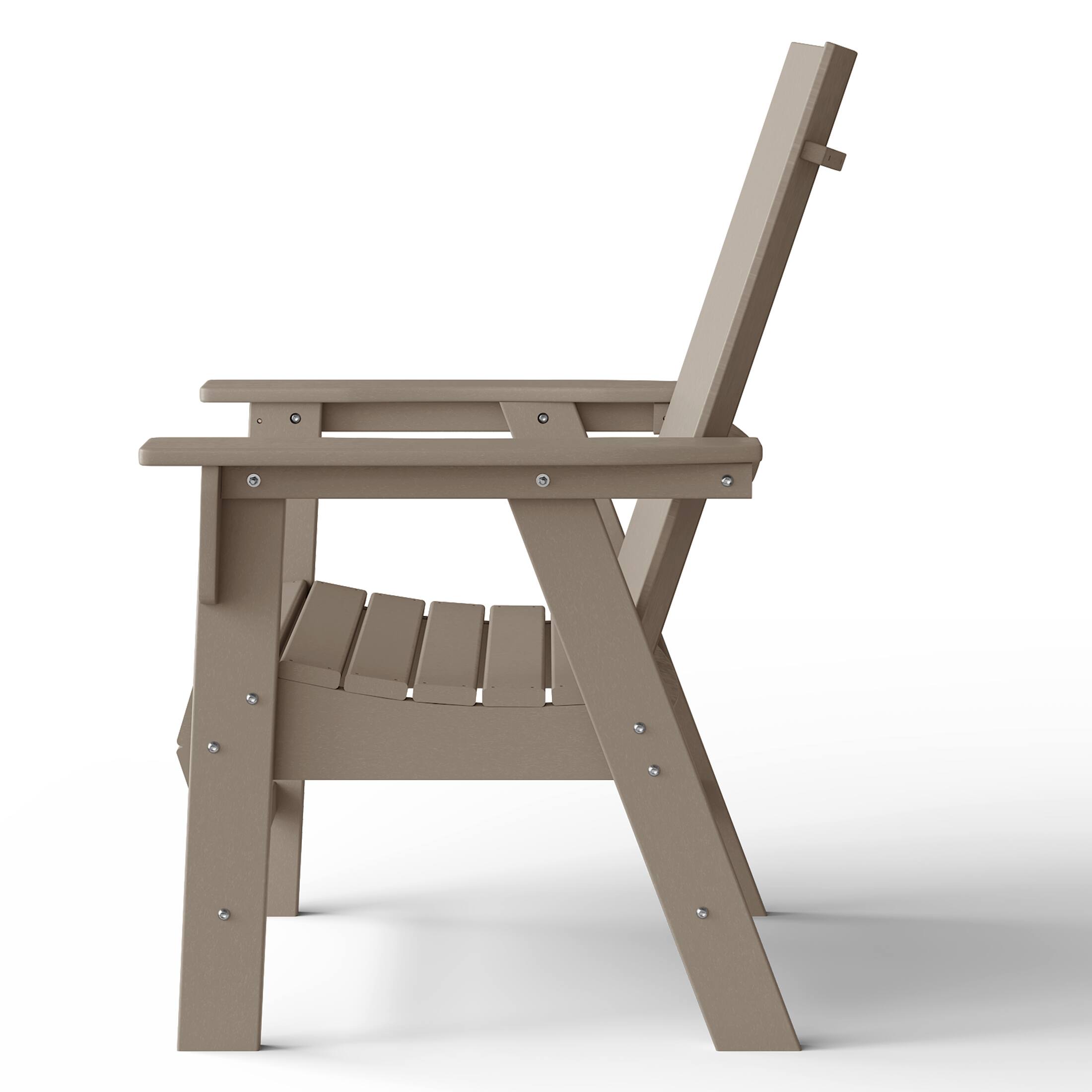Alt View 2. WestinTrends - WestinTrends Ashore Outdoor Patio HDPE Plastic Modern Adirondack Dining Chair - Weathered Wood.