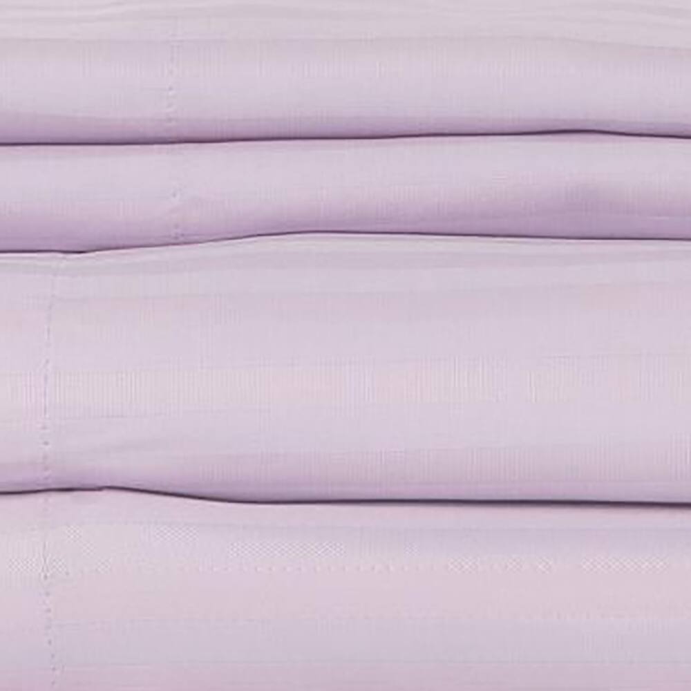 Alt View 2. Castle Hill London - Castle Hill London 600 Thread Count Sateen Stripe Sheet Set - King, Lavendar - Lavendar.