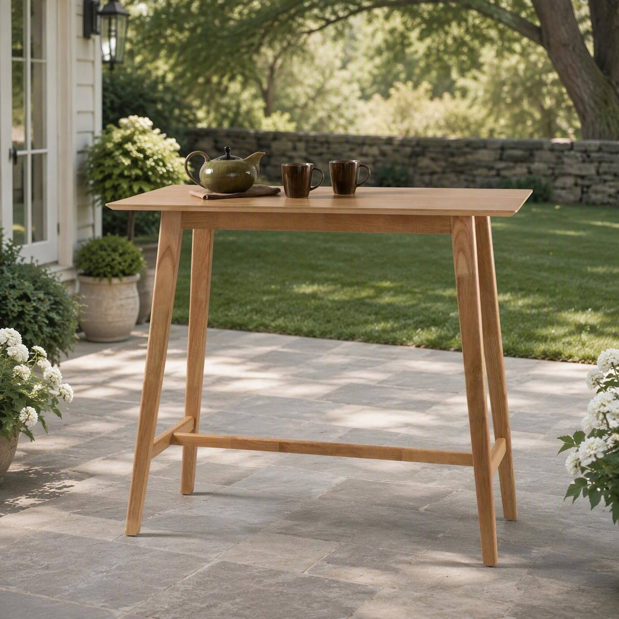 Angle. RYHNUYNE - Modern Natural Oak Counter Height Bar Table,Narrow Console Sofa Table for Entryway - Natural.