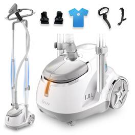 SALAV - Professional Garment Steamer With Dual Support Bars And Foot Pedal Controls - Silver