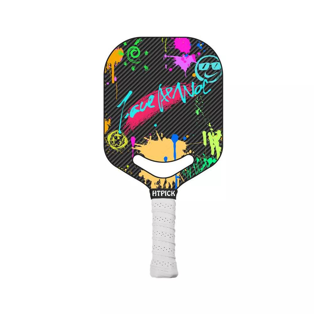 Aukfa - Colorful Graffiti Carbon Fiber Pickleball Paddle - Thermoformed, UV Printed Matte Surface, 16mm Polypropylene Core - Multicolor