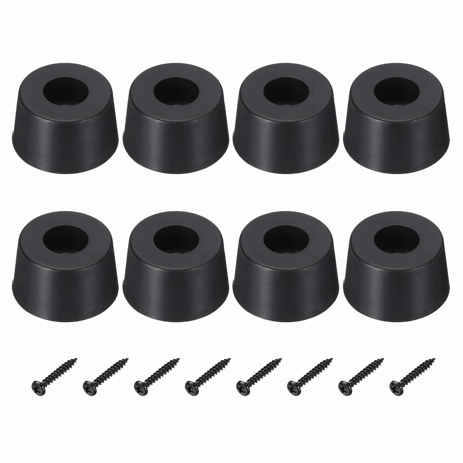 Unique Bargains - Rubber Speaker Isolation Feet, 1.3" Anti-Vibration Pad with Screws for Electronics Speaker Guitar 8pcs - Black