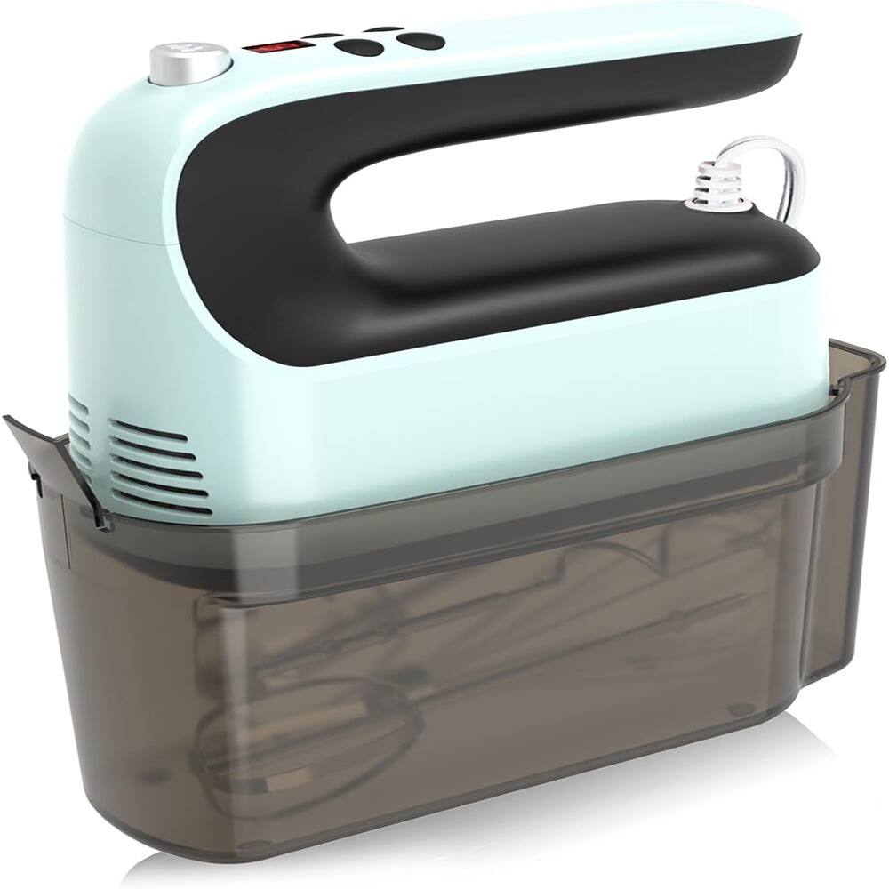 Angle. ACJPR - 9-Speed Digital Hand Mixer – 400W, Turbo Boost, Ice Blue - Color: Ice Blue.