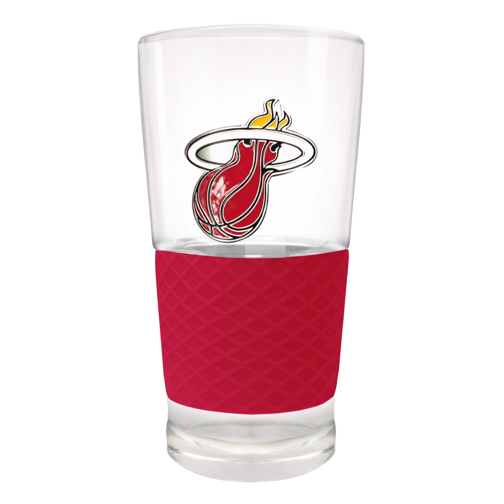 Front. Great American Products - Miami Heat 22oz. Pilsner Glass with Silicone Grip - Red.