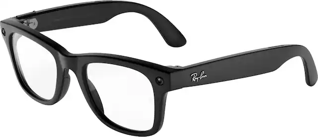 Front. Ray-Ban Meta - (Gen 3) Wayfarer, Clear Lenses, AI Glasses with Camera for Men, Women - Matte Black.
