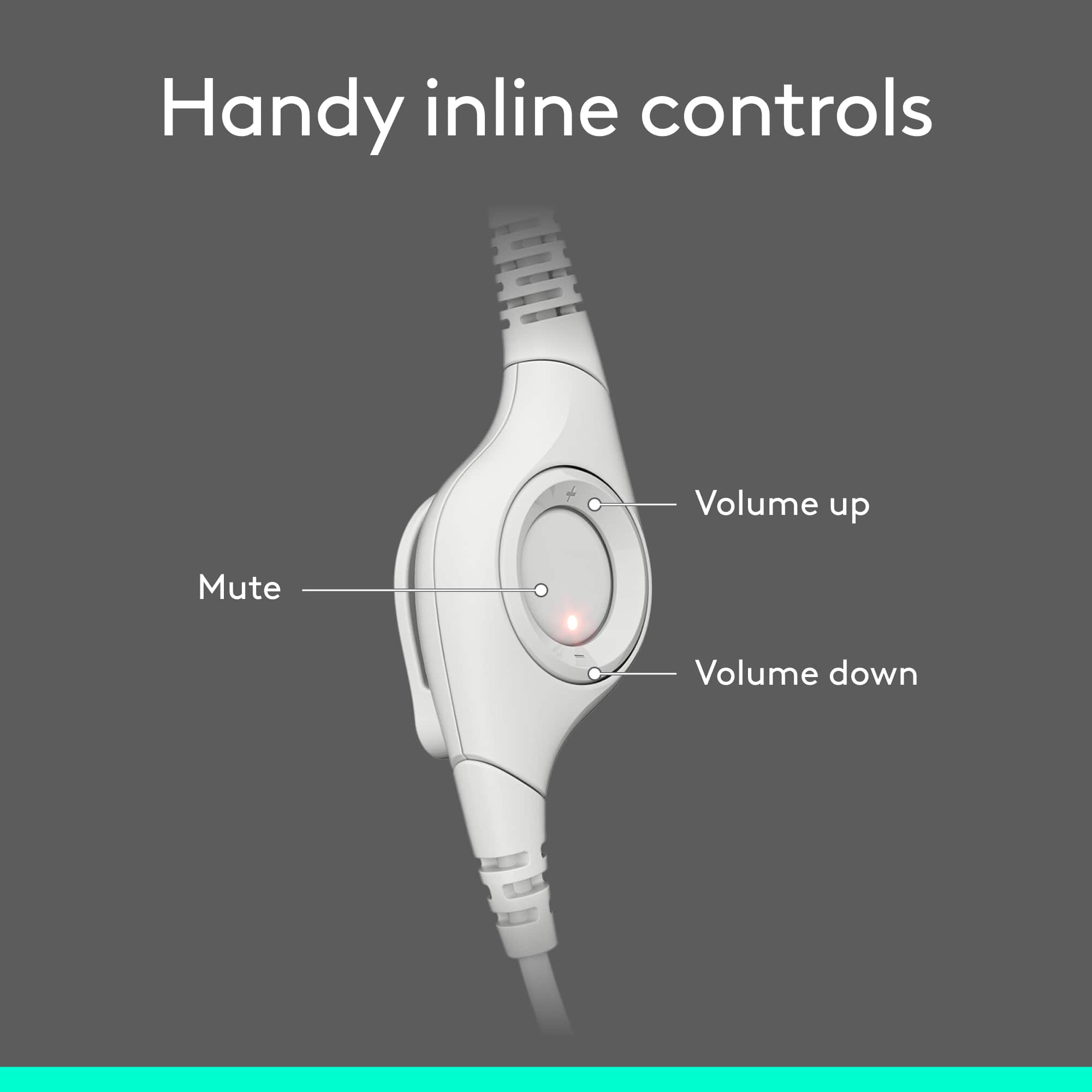 Handy inline controls: Volume up, Mute, Volume down.
