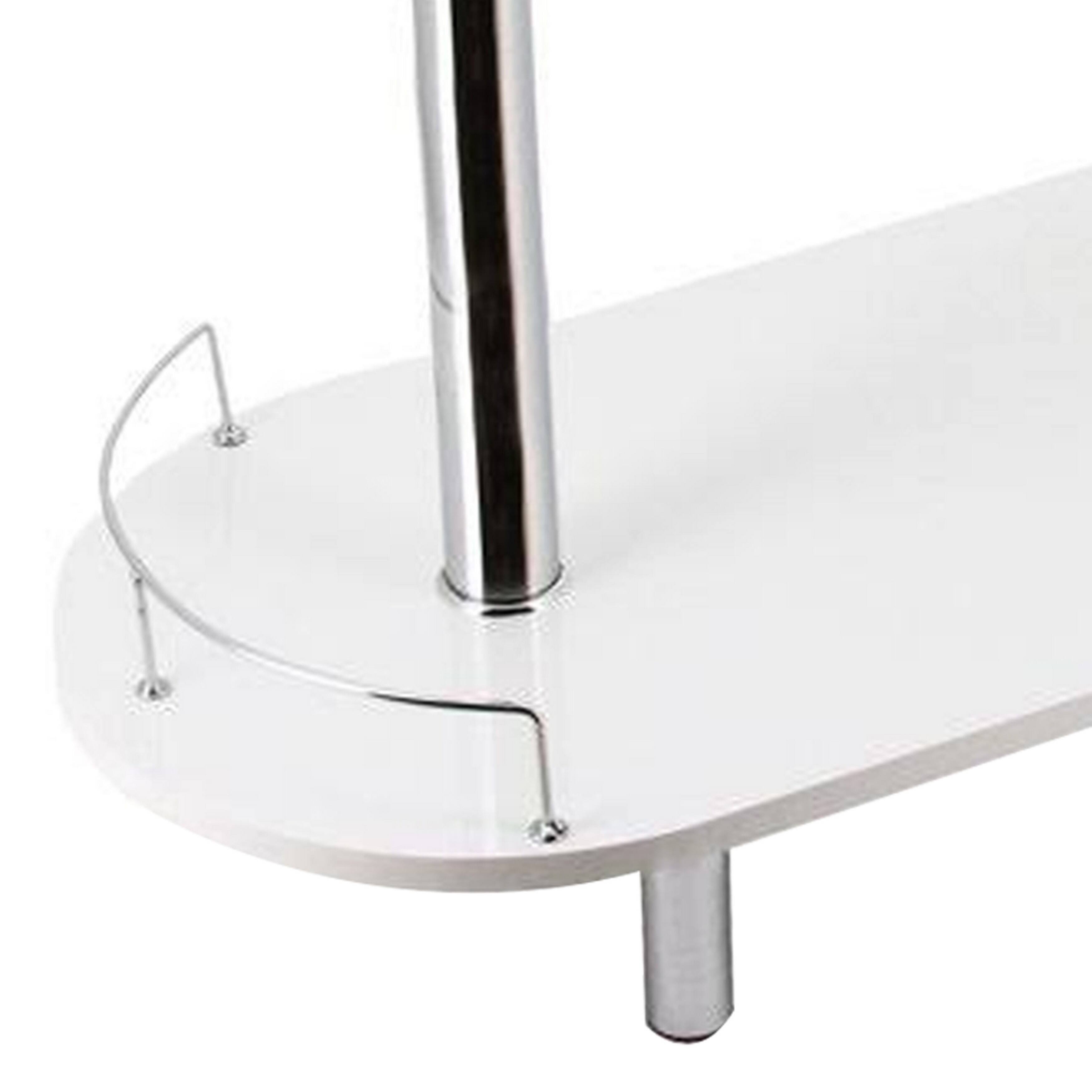 Alt View 3. Manhattan Lane - Zaina 42 Inch Modern Bar Table, 3 Shelves, Tempered Glass, White, Chrome - White, Chrome.