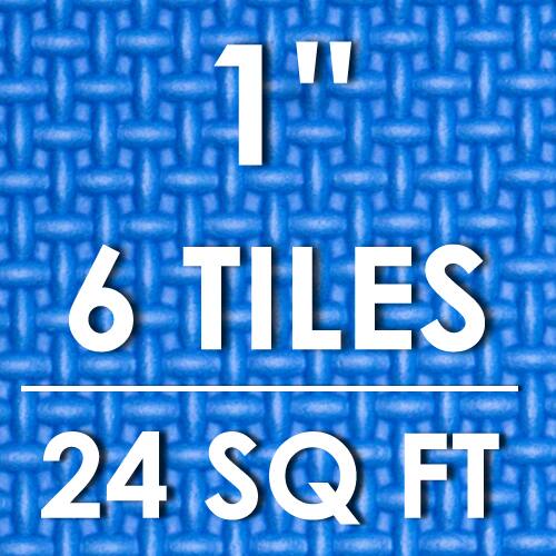 Alt View 1. ProsourceFit - ProsourceFit Weaved Pattern Exercise Puzzle Mat 1-in, 24 Sq Ft - 6 Tiles - Blue.