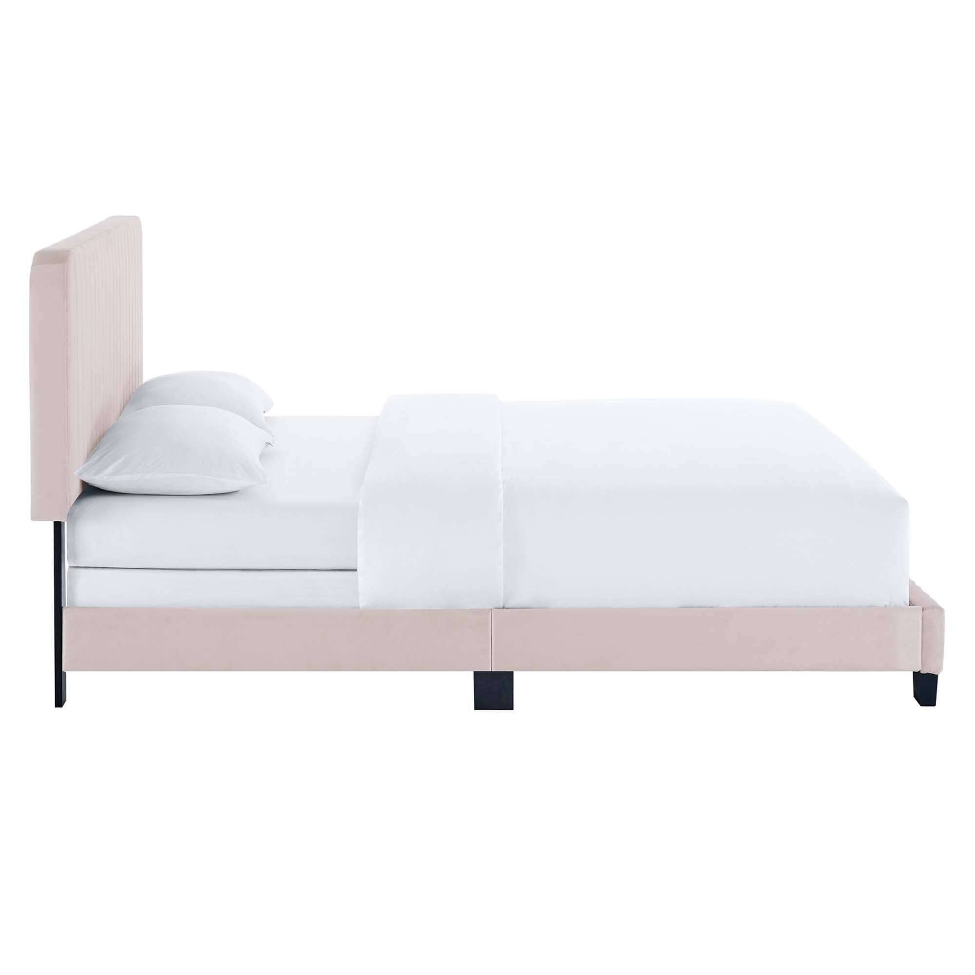 Modway Olea Channel Tufted Boucle Solid Wood Full Platform Bed Brown ...