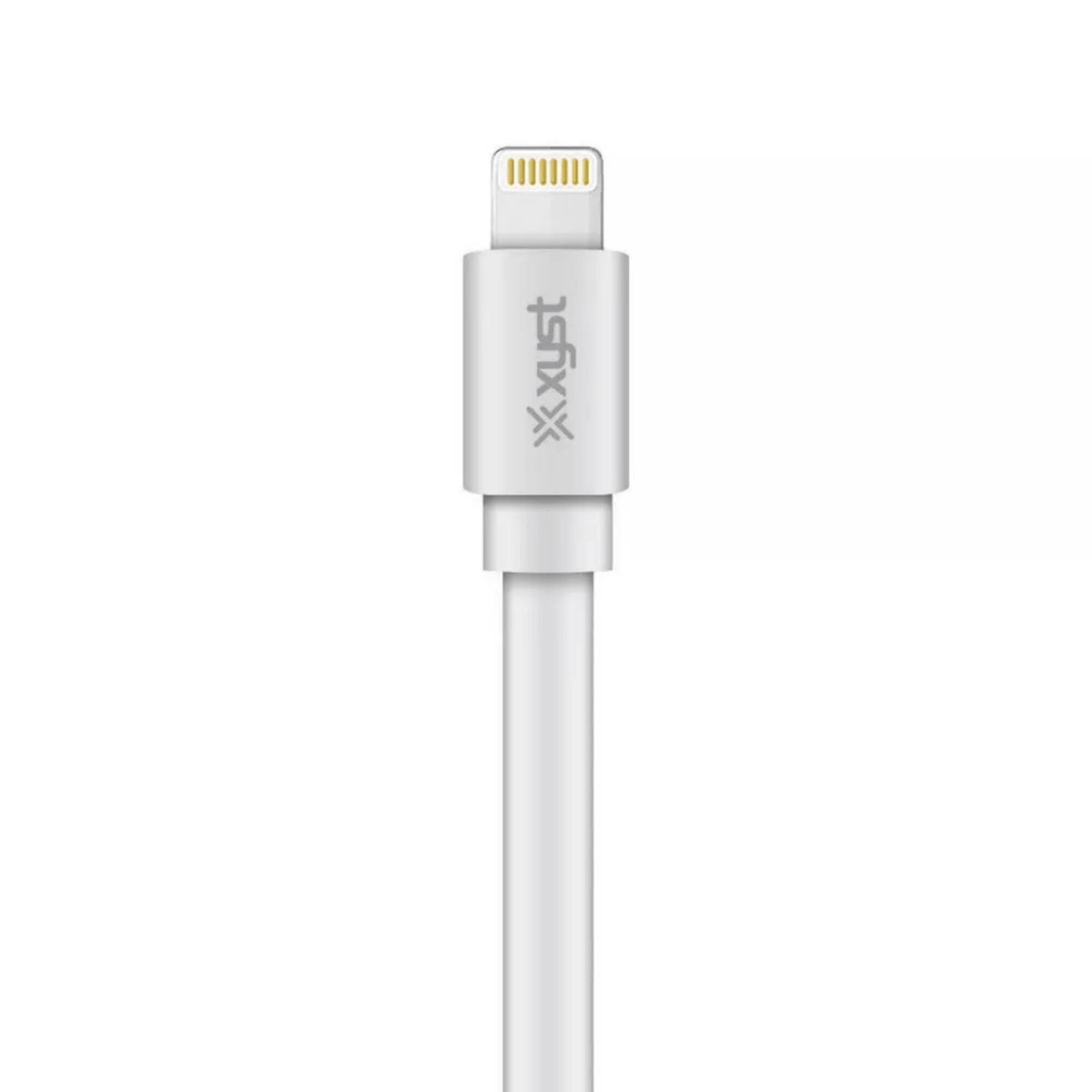 Alt View 2. Xyst - Charge and Sync USB to Lightning Flat Cable 4Ft - White.