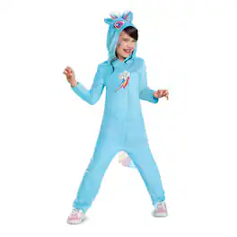 Disguise - My Little Pony Rainbow Dash Girls Hooded Costume Jumpsuit | M (7-8) - Blue