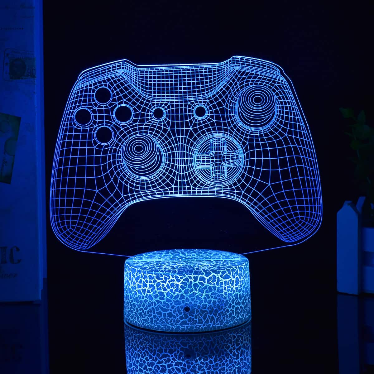 YONWAY - Game Controller 3D Illusion Lamp, Controller Night Light with Remote Control + Timer, 16 Color Changing, Plug-in Type