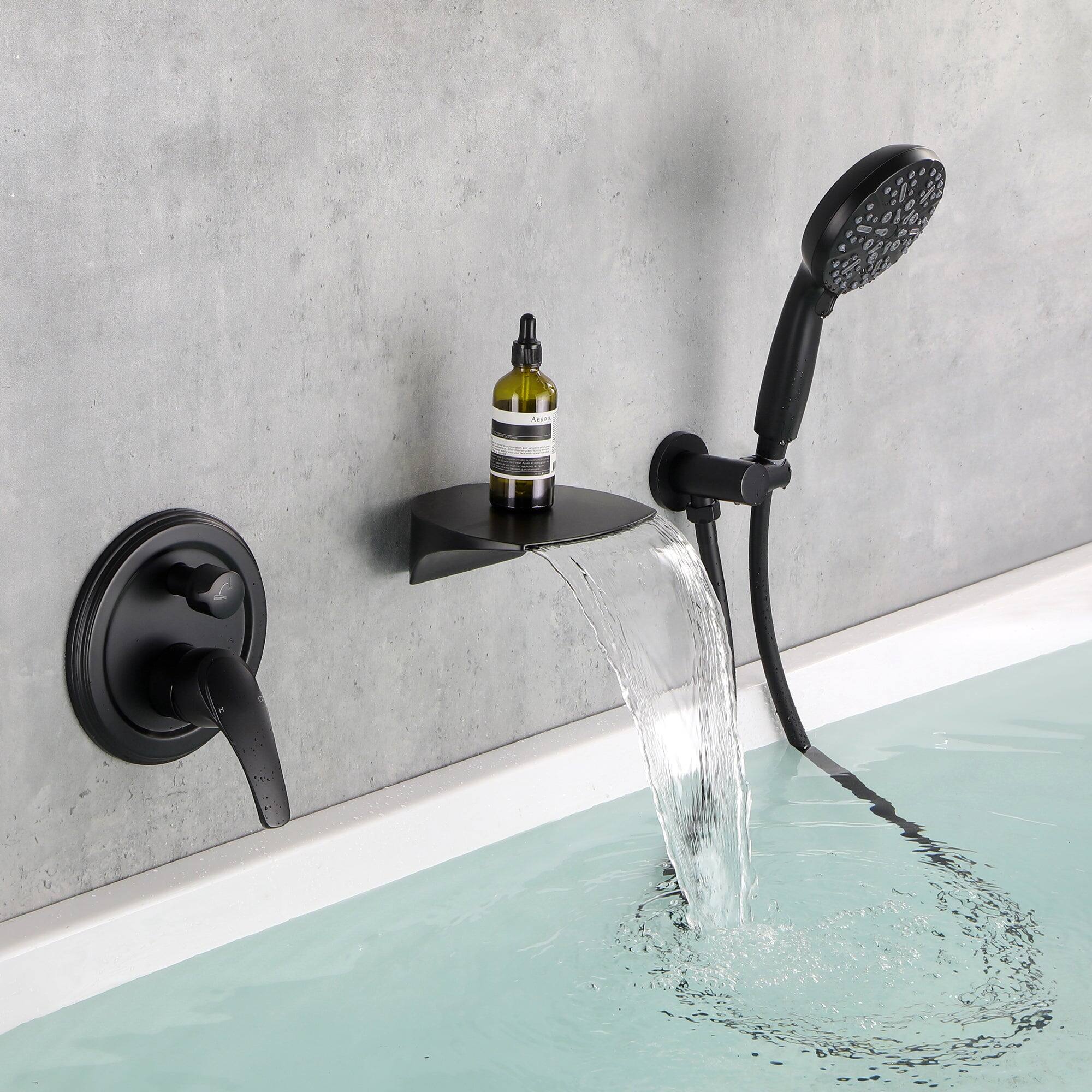 Alt View 10. Boyel Living - Wall Mount Single Handle 7 Spray Tub and Shower Faucet with Handheld Shower in Matte Black Valve Included - Matte Black.
