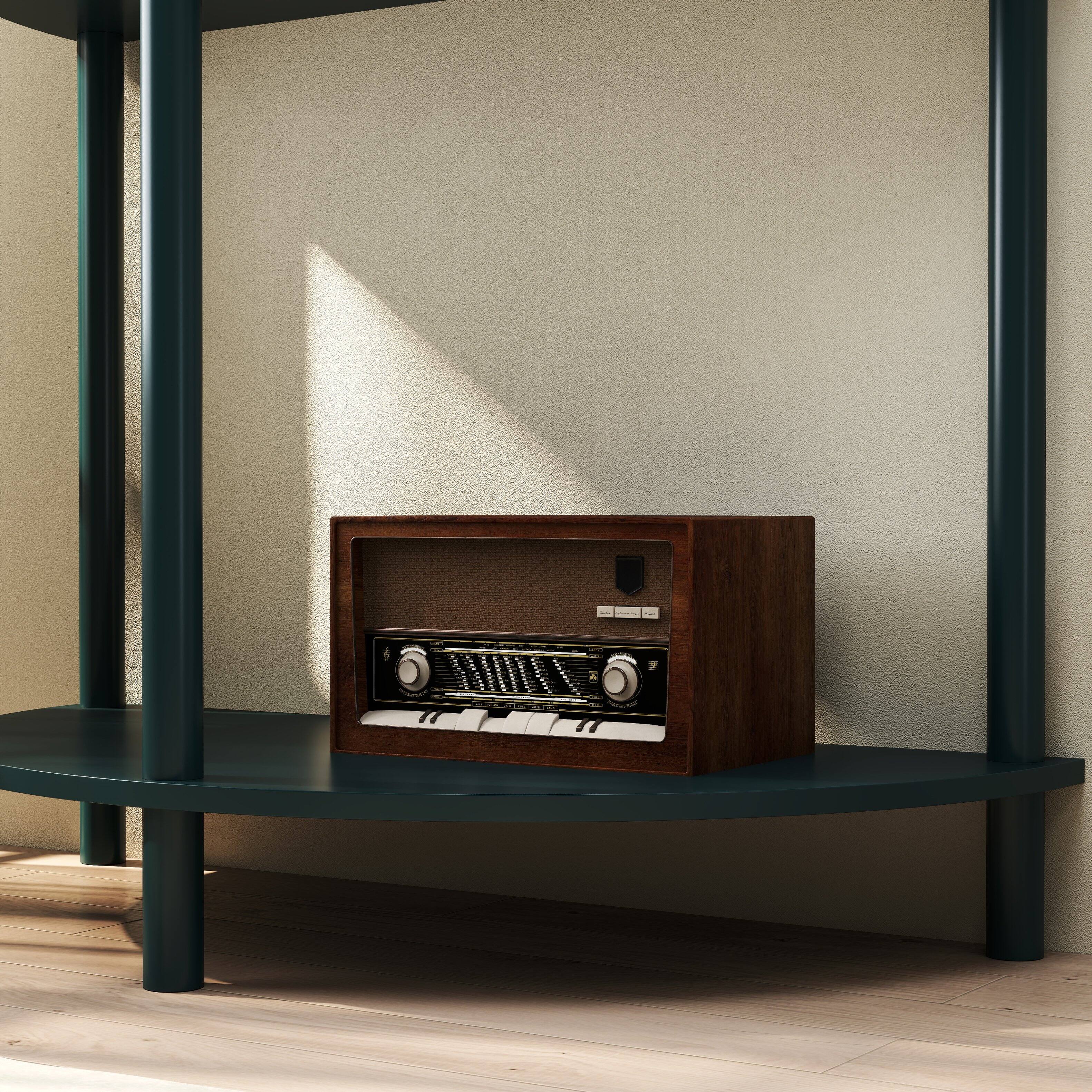 Alt View 7. Tiramisubest - Boho Rattan Semi Circle End Table with Sliding Rattan Door,Elegant Green Entryway Console with Storage and Bottom Shelf - Antique Green.