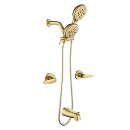 Boyel Living - Shower Set with Dual Handles 5 Function Dual ABS Shower Heads and Tub Spout - Brushed Gold