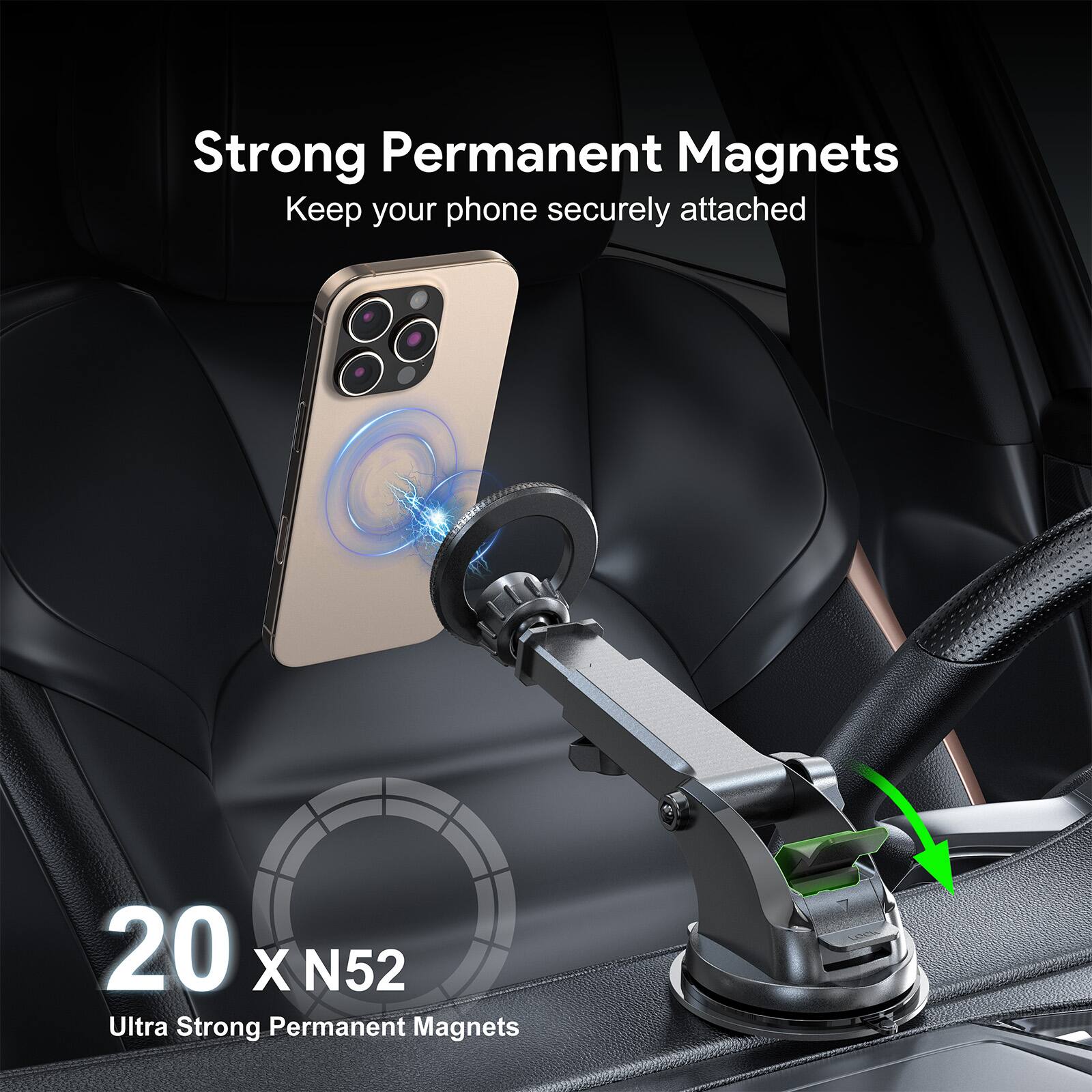 Strong Permanent Magnets, Keep your phone securely attached, 20 X N52, Ultra Strong Permanent Magnets