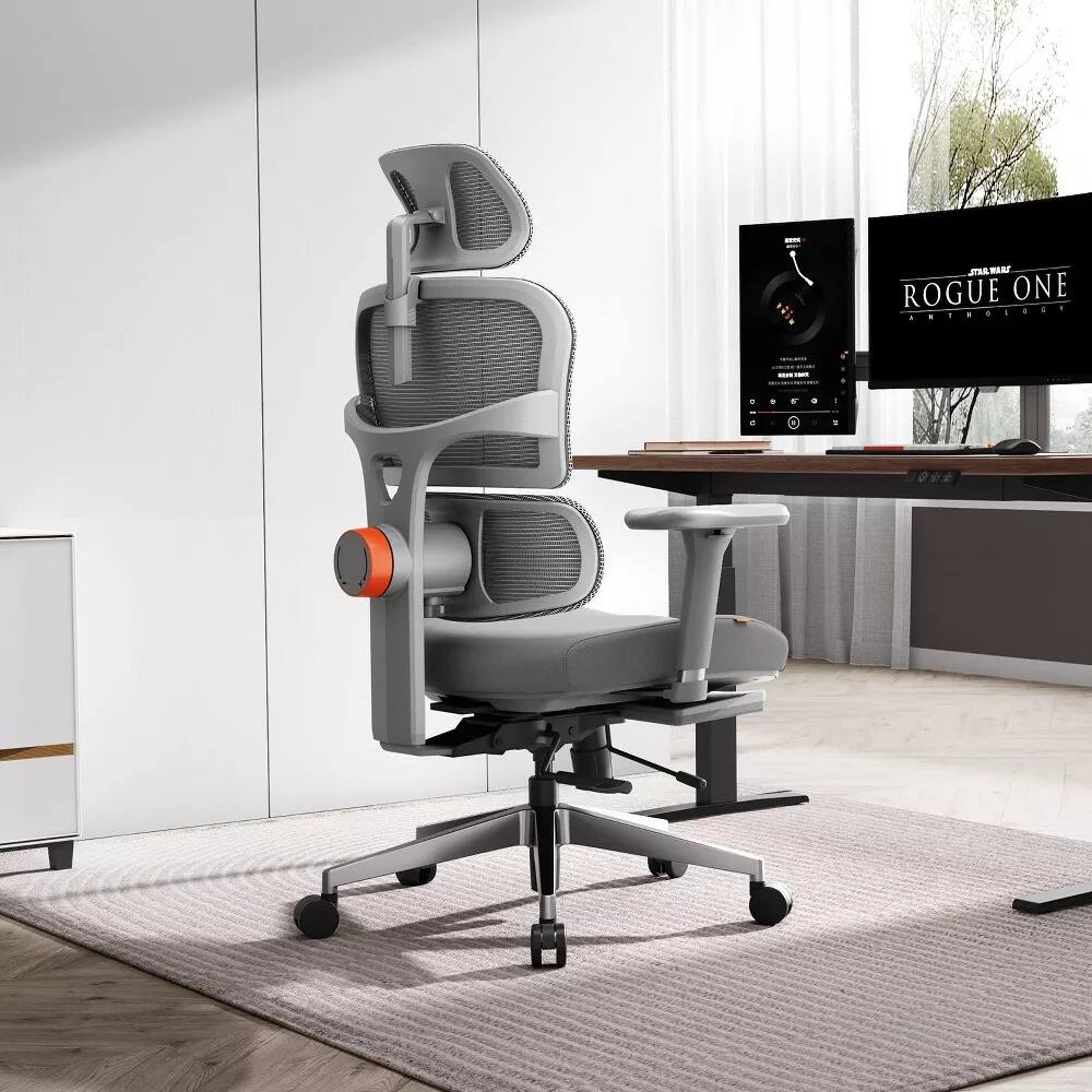 Newtral - NT002+LAPD Ergonomic Chair Set w/ Auto-Follow Backrest, 4D Arms, Detachable Table & Footrest - Gray