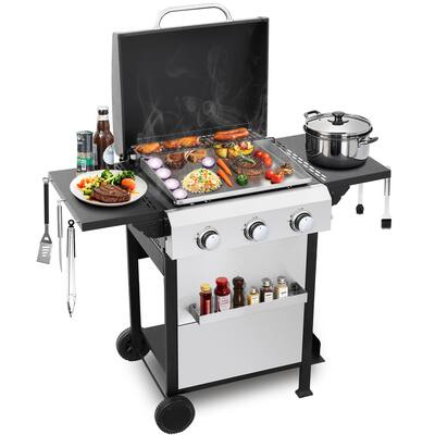 Ecooso Burner Propane Gas BBQ Grill with SS Plancha, 36,900 BTU