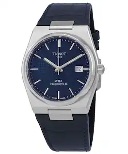 Tissot - PRX Powermatic 80 Leather Strap Dial Automatic T137.407.16.041.00 100M Men's Watch - Blue