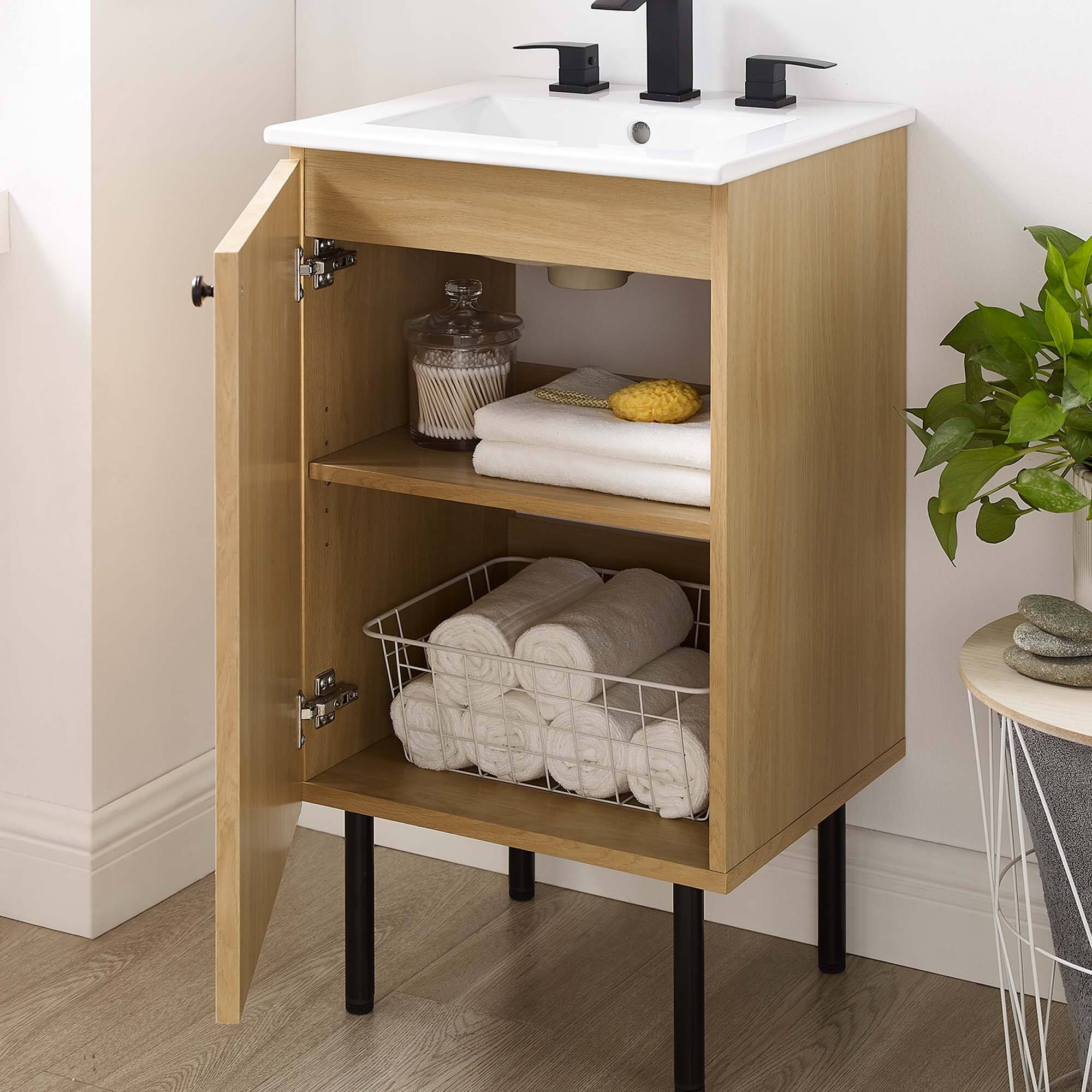 Alt View 1. Modway - Chaucer Bathroom Vanity with White Basin Included by Modway - Oak White.