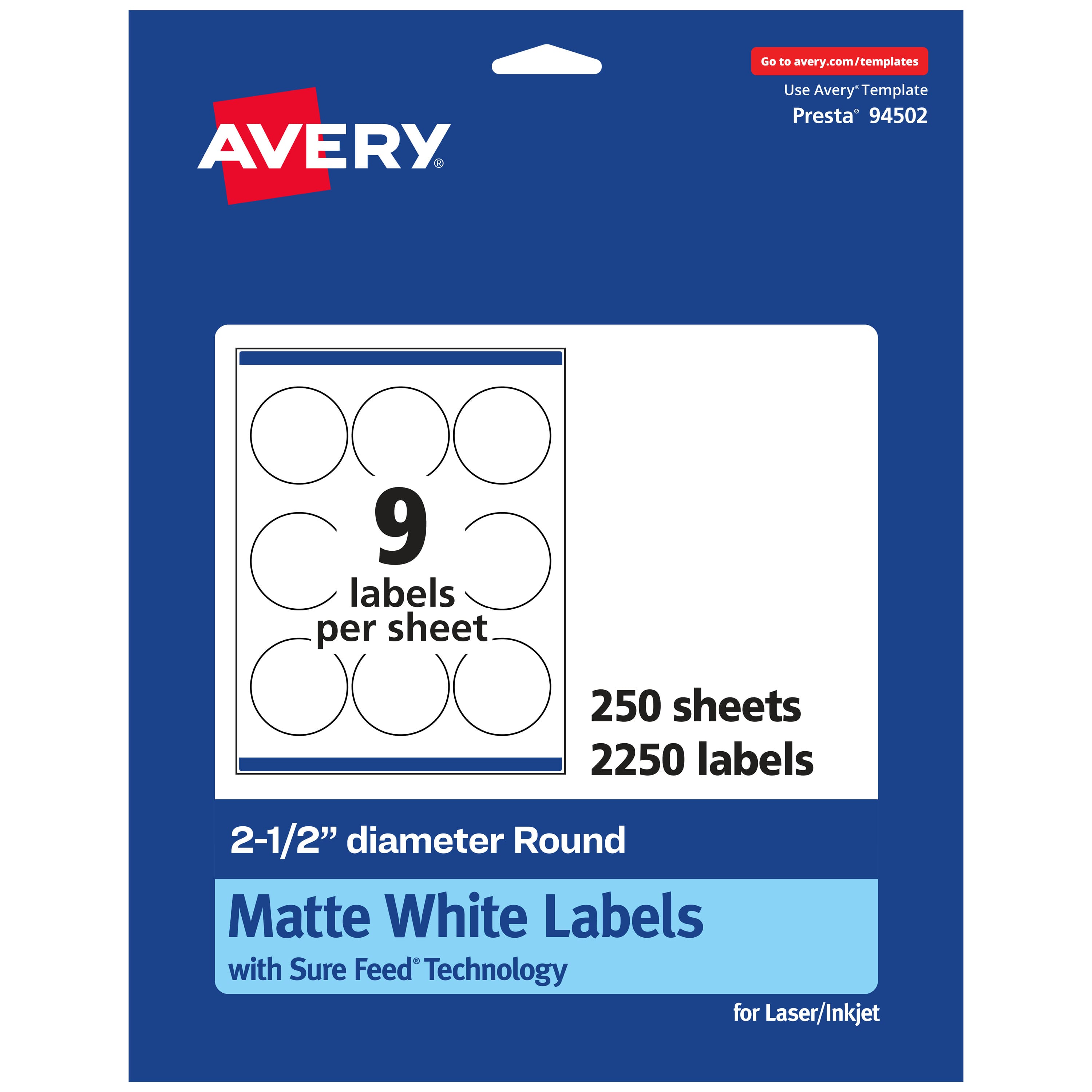 "Avery - Matte Round Labels, 2.5"" diameter, 2,250 Labels - White" price history on PriceWatchPro