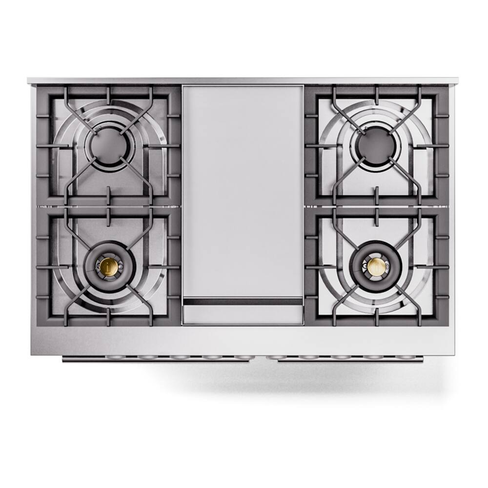 Alt View 10. ILVE - ILVE Professional Plus II Series 40 in. Dual Fuel Range with 6 Sealed Burners + Griddle (Natural Gas, Satin Trim) - White.