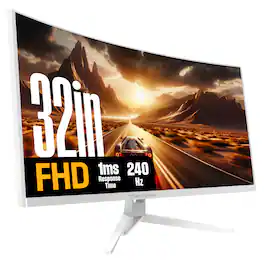 Westinghouse - 32" Curved FHD Gaming Monitor, 240Hz, 1ms, FreeSync, 1920x1080, HDMI/DP, Speakers - White