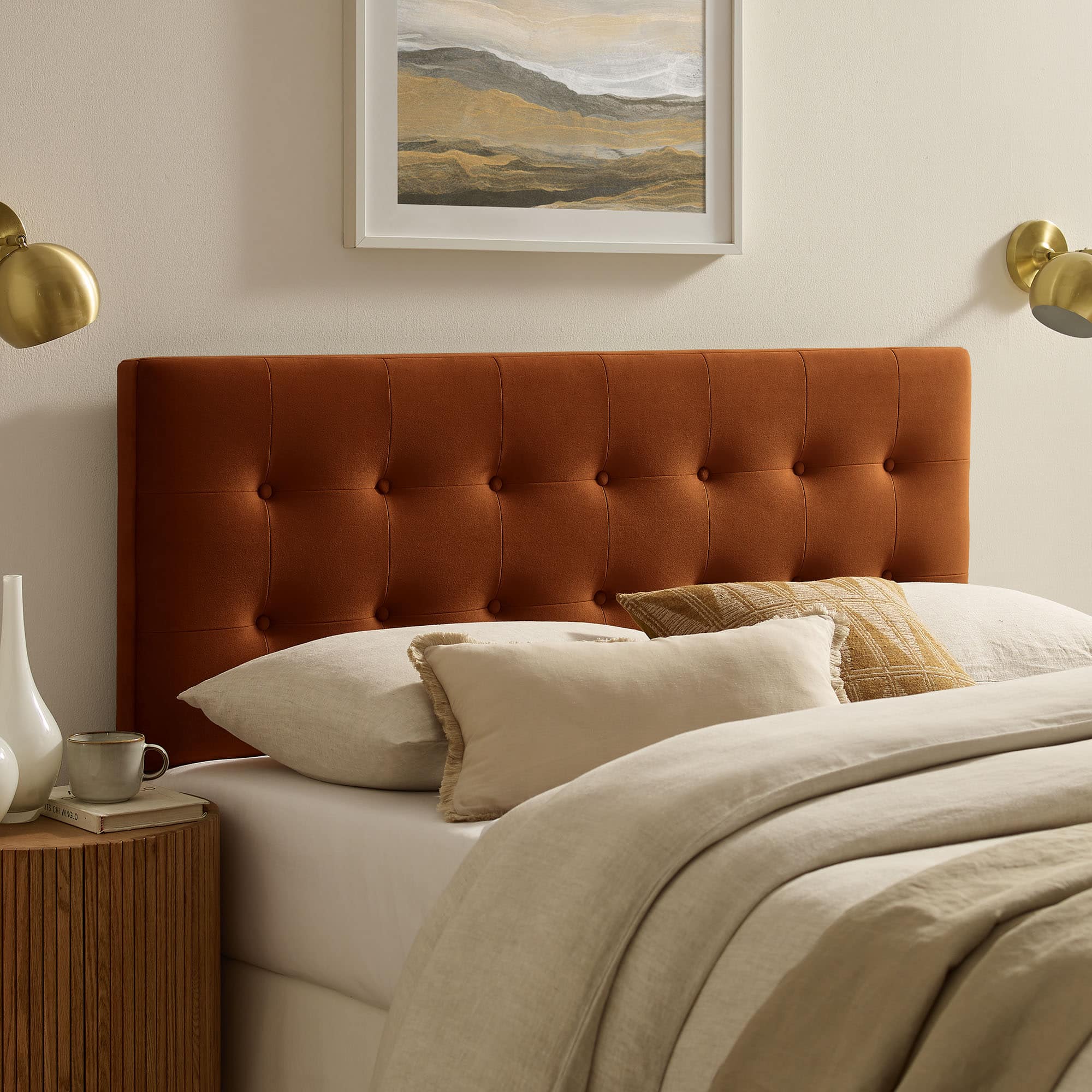Emily Biscuit Tufted Performance Velvet Headboard by Modway - Rust price history on PriceWatchPro