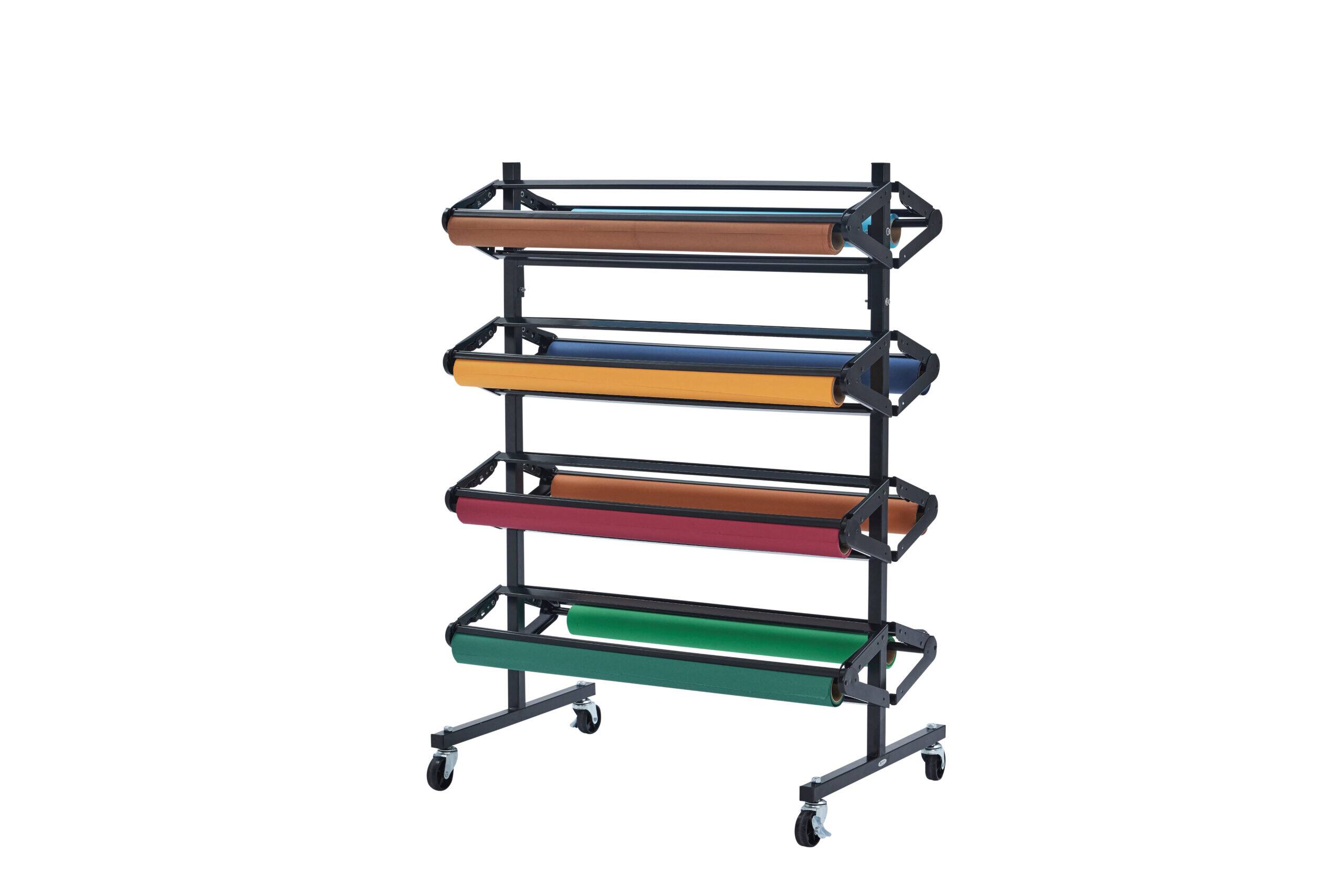 Alt View 5. AdirHome - Horizontal Wrapping Paper Classroom Large Paper Roll Dispenser, 8 Paper Rolls - Black.