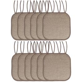 Sweet Home Collection - Cameron Memory Foam No Slip Back 16" x 16" Chair Pad Cushion with Ties, 12-Pack - Beige/Brown