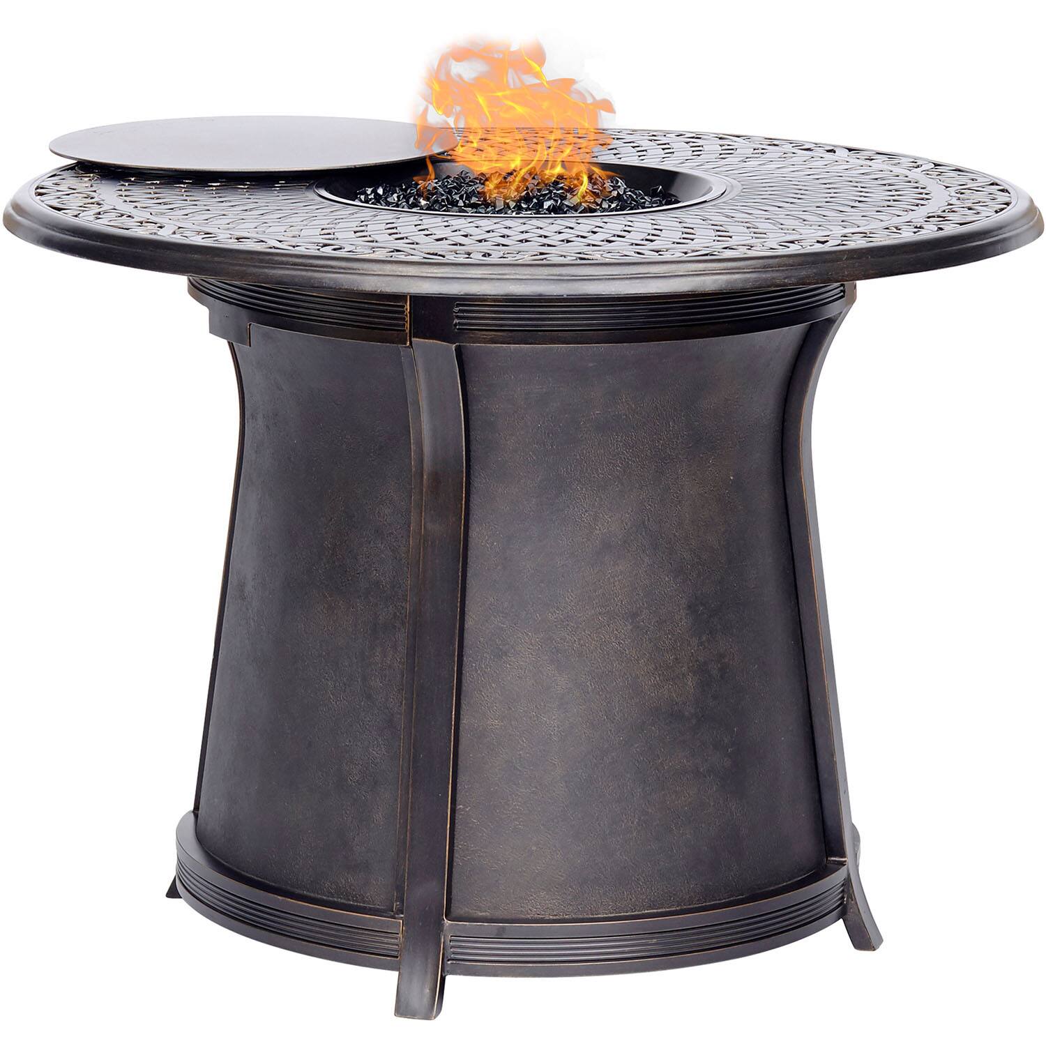 Alt View 14. Hanover - Traditions 5-Piece High-Dining Set with Fire Pit Table - Alumicast/Tan.