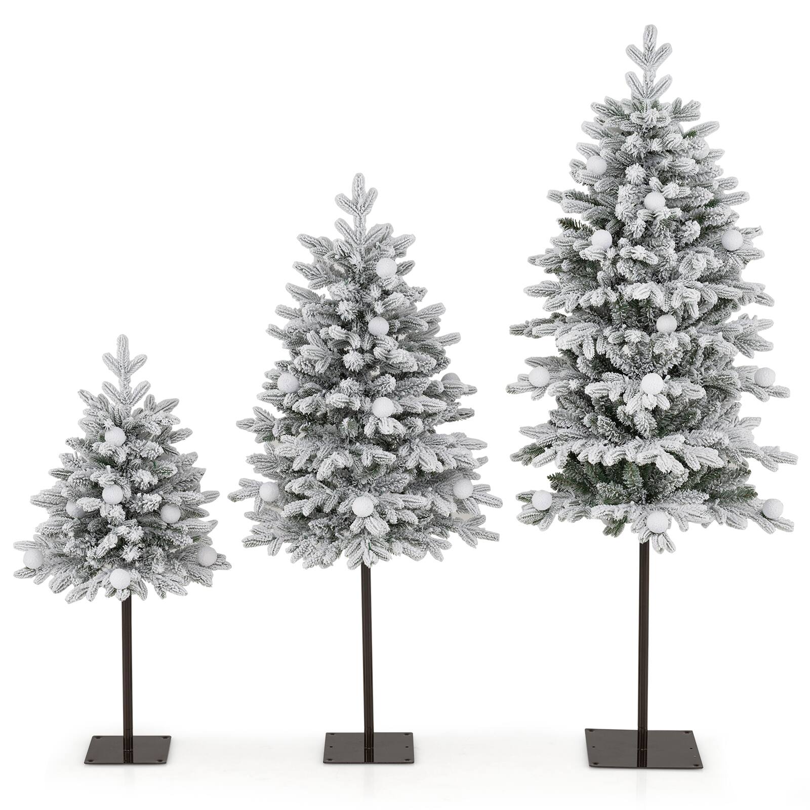 Alt View 9. Costway - Costway Artificial Xmas Trees with 185 + 381 + 640 Branch Tips, 50 + 70 + 100 LED Lights - Green & White.