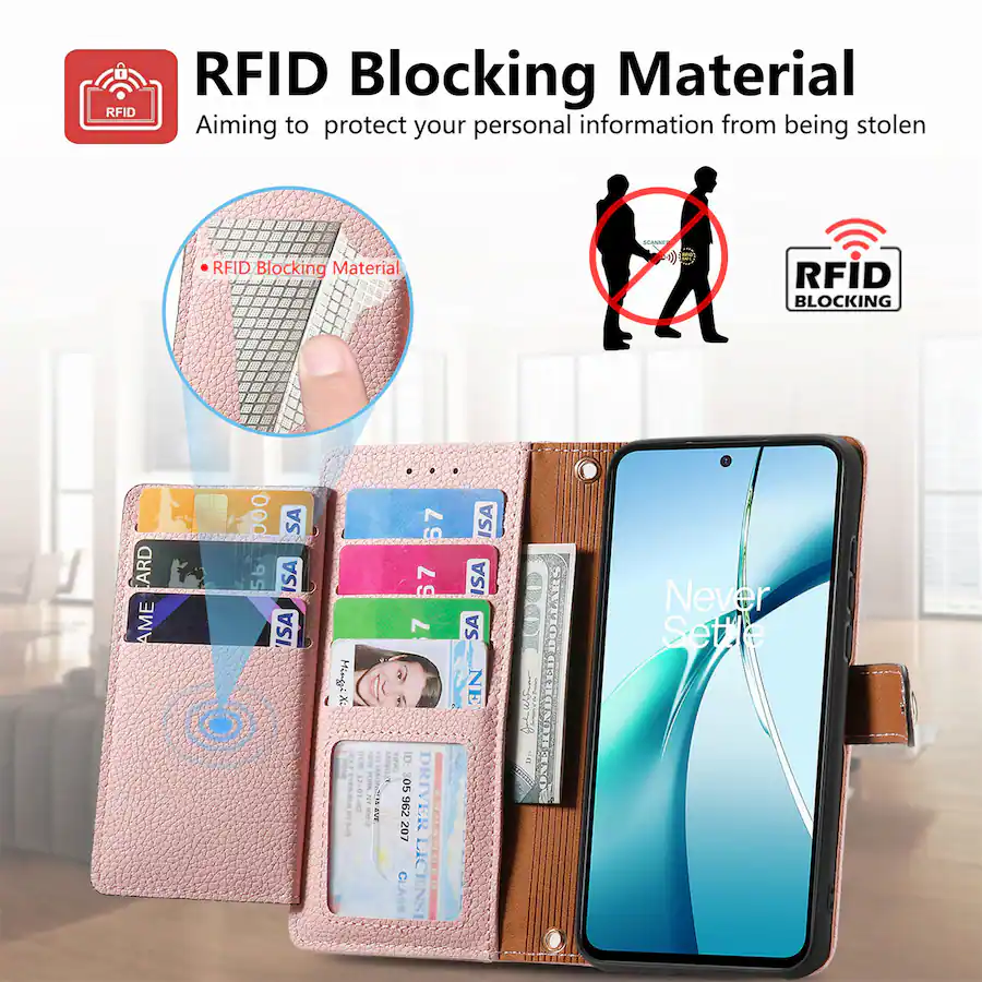 Best Self Values Dteck Zipper Wallet Folio Case for Apple iPhone 17 Pro with Lanyard, PU ...