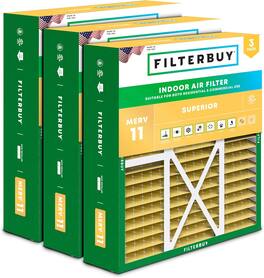 Filterbuy - 16x20x5 MERV 11 Pet & Allergy Defense, Pleated HVAC AC Furnace Air Filters Replacement for Honeywell & Lennox (3-Pack) - Gold
