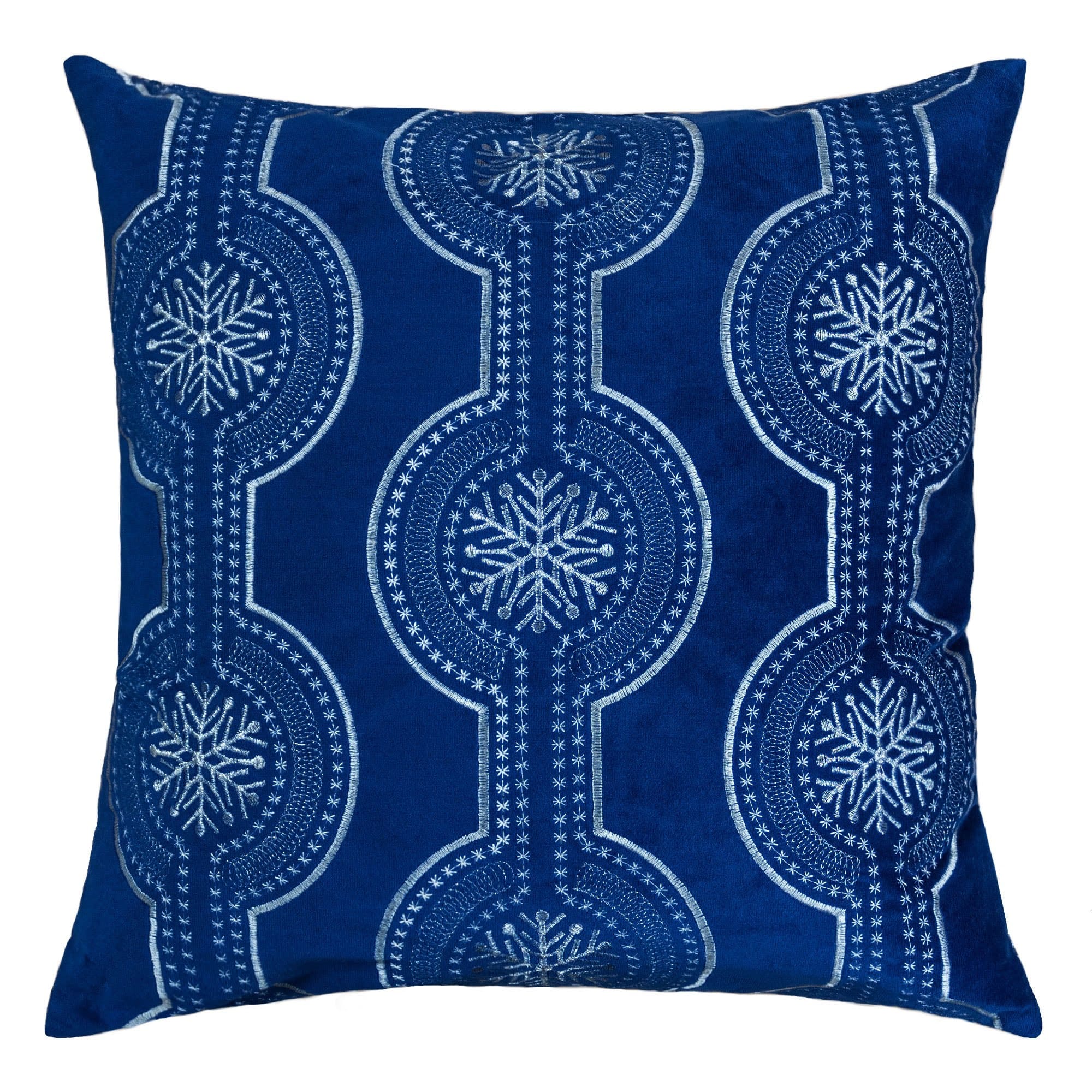 LuXeo - Embroidery Velvet Throw Pillow - Blue